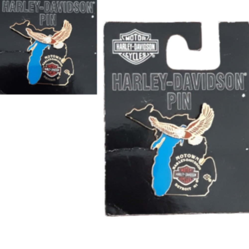 Vtg 2004 Harley-Davidson Pin Michigan Motown Detroit with 3-D Soaring Eagle
